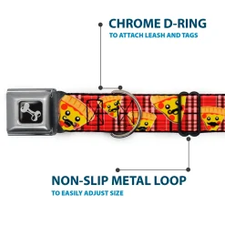 Dog Bone Seatbelt Buckle Collar - Pizza Man Plaid Red