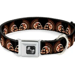 Dog Bone Seatbelt Buckle Collar - Mohawk Skulls - NO Star