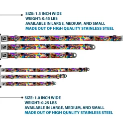 Dog Bone Seatbelt Buckle Collar - Pets & Snacks Rainbow Collage