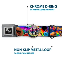 Dog Bone Seatbelt Buckle Collar - Pets & Snacks Rainbow Collage