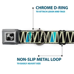 Dog Bone Seatbelt Buckle Collar - Zig Zag Doodle Cream/Black/Blues