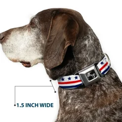 Dog Bone Seatbelt Buckle Collar - Americana Stars & Stripes7 White/Blue/Red
