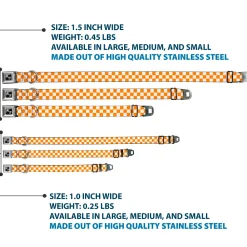 Dog Bone Seatbelt Buckle Collar - Checker White/TN Orange