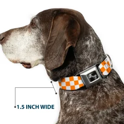 Dog Bone Seatbelt Buckle Collar - Checker White/TN Orange