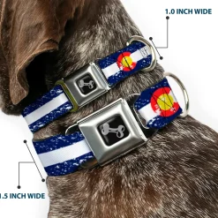 Dog Bone Seatbelt Buckle Collar - Colorado Flags4 Weathered