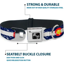 Dog Bone Seatbelt Buckle Collar - Colorado Flags4 Weathered