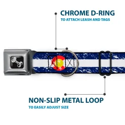 Dog Bone Seatbelt Buckle Collar - Colorado Flags4 Weathered