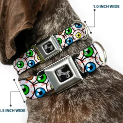 Dog Bone Seatbelt Buckle Collar - Eyeballs Stacked