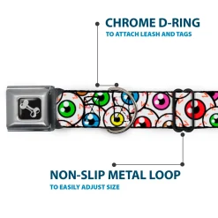 Dog Bone Seatbelt Buckle Collar - Eyeballs Stacked