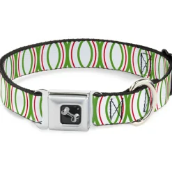 Dog Bone Seatbelt Buckle Collar - Rings White/Green/Red