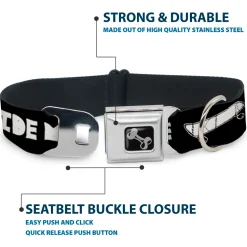 Dog Bone Seatbelt Buckle Collar - RIDE ME Skateboard Black/White
