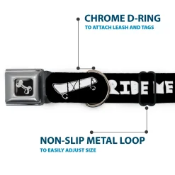 Dog Bone Seatbelt Buckle Collar - RIDE ME Skateboard Black/White