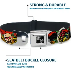 Dog Bone Seatbelt Buckle Collar - Born to Raise Hell Red