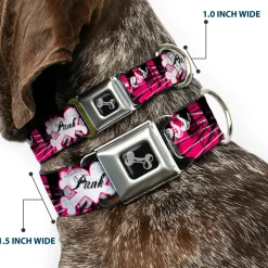 Dog Bone Seatbelt Buckle Collar - Punk Princess w/Piano Keys