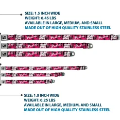 Dog Bone Seatbelt Buckle Collar - Punk Princess w/Piano Keys