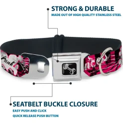 Dog Bone Seatbelt Buckle Collar - Punk Princess w/Piano Keys