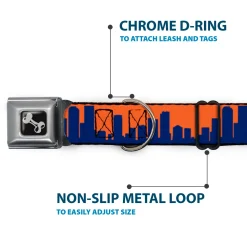 Dog Bone Seatbelt Buckle Collar - Denver Solid Skyline Orange/Navy