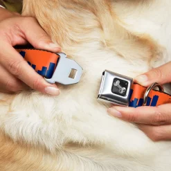 Dog Bone Seatbelt Buckle Collar - Denver Solid Skyline Orange/Navy