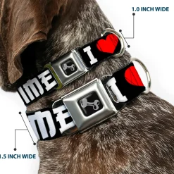 Dog Bone Seatbelt Buckle Collar - I "Heart" ANIME Bold Black/White/Red