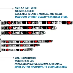 Dog Bone Seatbelt Buckle Collar - I "Heart" ANIME Bold Black/White/Red