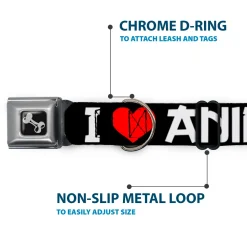 Dog Bone Seatbelt Buckle Collar - I "Heart" ANIME Bold Black/White/Red