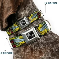 Dog Bone Seatbelt Buckle Collar - Truth and Justice CLOSE-UP Yellow