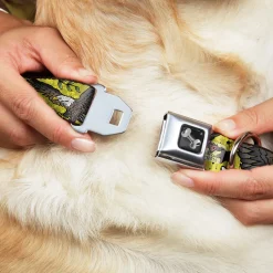 Dog Bone Seatbelt Buckle Collar - Truth and Justice CLOSE-UP Yellow