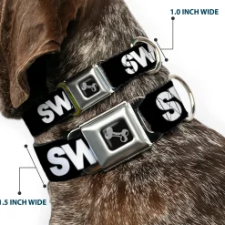 Dog Bone Seatbelt Buckle Collar - SWAG Black/White