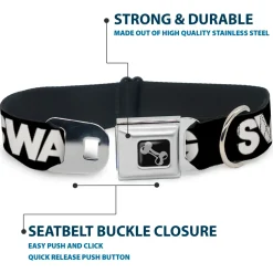 Dog Bone Seatbelt Buckle Collar - SWAG Black/White