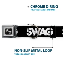 Dog Bone Seatbelt Buckle Collar - SWAG Black/White