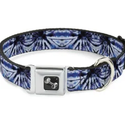 Dog Bone Seatbelt Buckle Collar - Tie Dye Purple/Blue