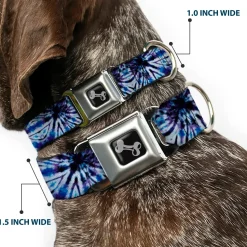 Dog Bone Seatbelt Buckle Collar - Tie Dye Purple/Blue