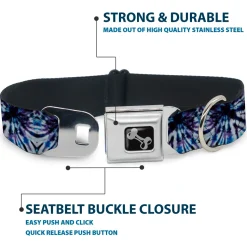 Dog Bone Seatbelt Buckle Collar - Tie Dye Purple/Blue