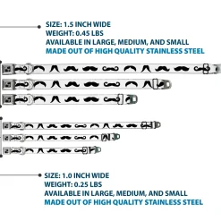 Dog Bone Seatbelt Buckle Collar - Mustaches Straight White/Black