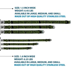 Dog Bone Seatbelt Buckle Collar - YOU ONLY LIVE ONCE Black/Neon Green