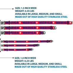 Dog Bone Seatbelt Buckle Collar - 'MERICA/Star Red/Blue/White