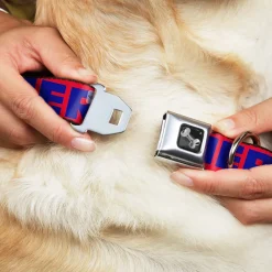 Dog Bone Seatbelt Buckle Collar - 'MERICA/Star Red/Blue/White