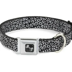 Dog Bone Seatbelt Buckle Collar - Leopard Black