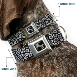 Dog Bone Seatbelt Buckle Collar - Leopard Black