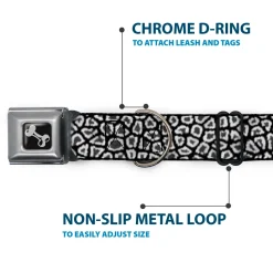 Dog Bone Seatbelt Buckle Collar - Leopard Black