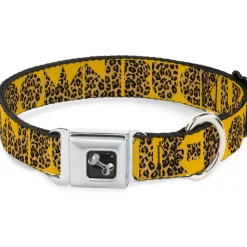 Dog Bone Seatbelt Buckle Collar - BUCKLE-DOWN Shapes Gold/Leopard Brown