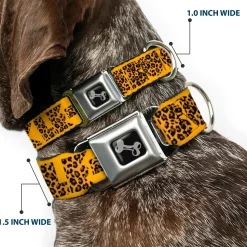 Dog Bone Seatbelt Buckle Collar - BUCKLE-DOWN Shapes Gold/Leopard Brown
