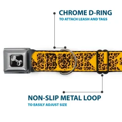 Dog Bone Seatbelt Buckle Collar - BUCKLE-DOWN Shapes Gold/Leopard Brown