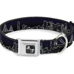 Dog Bone Seatbelt Buckle Collar - San Francisco Vivid Skyline Midnight Blue