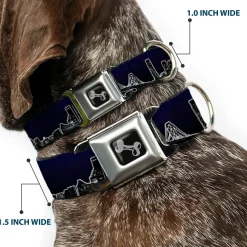 Dog Bone Seatbelt Buckle Collar - San Francisco Vivid Skyline Midnight Blue