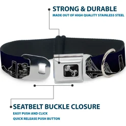 Dog Bone Seatbelt Buckle Collar - San Francisco Vivid Skyline Midnight Blue