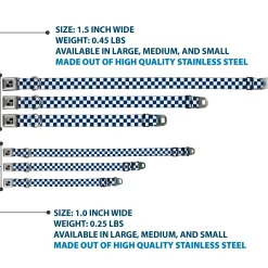 Dog Bone Seatbelt Buckle Collar - Checker Sapphire Blue/White