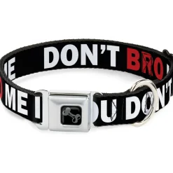 Dog Bone Seatbelt Buckle Collar - DON'T BRO ME IF YOU DON'T KNOW ME Black/White/Red