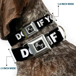 Dog Bone Seatbelt Buckle Collar - DON'T BRO ME IF YOU DON'T KNOW ME Black/White/Red