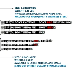 Dog Bone Seatbelt Buckle Collar - DON'T BRO ME IF YOU DON'T KNOW ME Black/White/Red